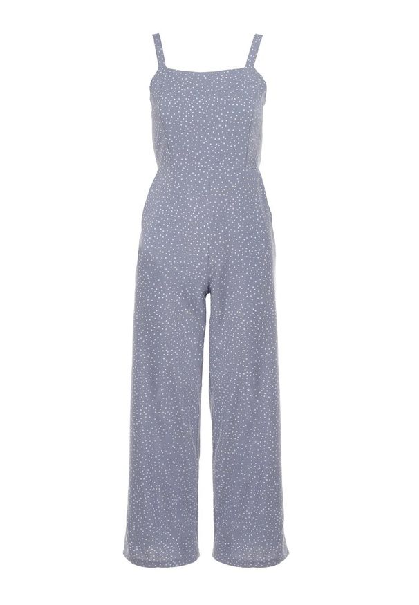 Born2be - Jasnoniebieski Kombinezon Aereira. Okazja: na co dzień, na imprezę. Kolor: niebieski. Długość rękawa: na ramiączkach. Długość: długie. Wzór: aplikacja, kropki. Sezon: lato. Styl: casual
