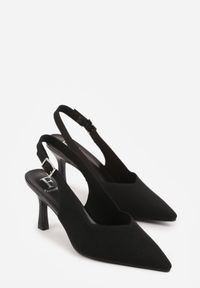 Born2be - Czarne Sandały na Szpilce Ozdobione Plecionką Callaxie. Okazja: na co dzień. Zapięcie: sprzączka. Kolor: czarny. Materiał: jeans. Wzór: aplikacja. Sezon: lato. Obcas: na szpilce. Styl: wizytowy, casual, klasyczny, elegancki #4