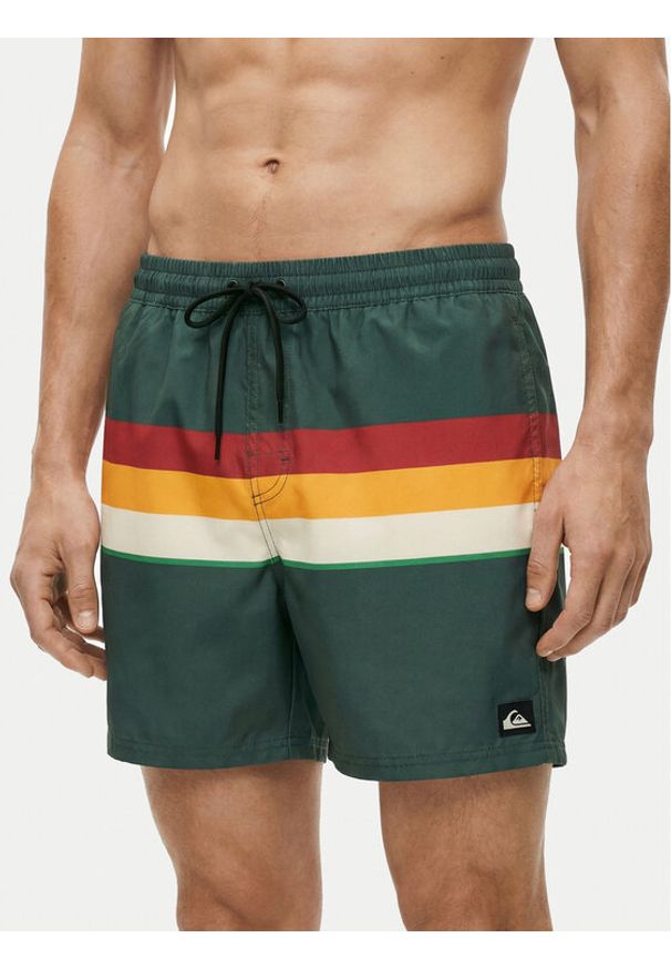 Quiksilver Szorty kąpielowe Everyday Printed Volley 15 EQYJV04219 Zielony Regular Fit. Kolor: zielony. Materiał: syntetyk