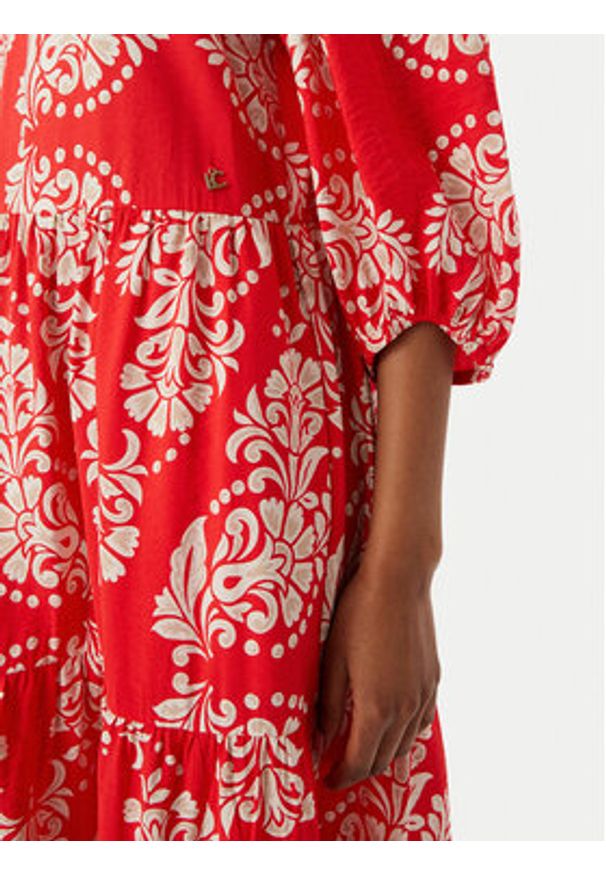 LOLA CASADEMUNT Sukienka letnia LS2616138 Czerwony jasny Regular Fit. Kolor: czerwony. Materiał: wiskoza. Sezon: lato