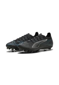 Puma - Buty piłkarskie ULTRA 5 PRO FG/AG PUMA Black Silver Bright Aqua Metallic Blue. Kolor: wielokolorowy, czarny, niebieski, szary. Sport: piłka nożna