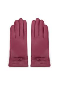 Wittchen - Damskie rękawiczki skórzane z supełkiem. Kolor: czerwony. Materiał: skóra. Sezon: jesień, zima. Styl: elegancki, klasyczny