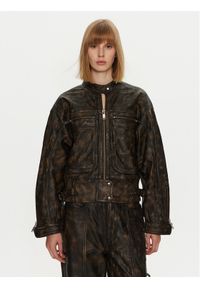 GESTUZ - Gestuz Kurtka skórzana Linera 10909473 Brązowy Loose Fit. Kolor: brązowy. Materiał: skóra #1