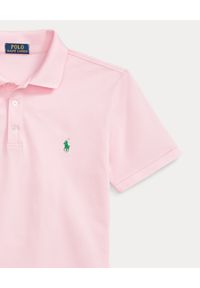 Ralph Lauren - RALPH LAUREN - Różowa koszulka polo Slim Fit. Typ kołnierza: polo. Kolor: różowy, wielokolorowy, fioletowy. Materiał: bawełna, dzianina, mesh, tkanina. Długość rękawa: krótki rękaw. Wzór: haft, ze splotem