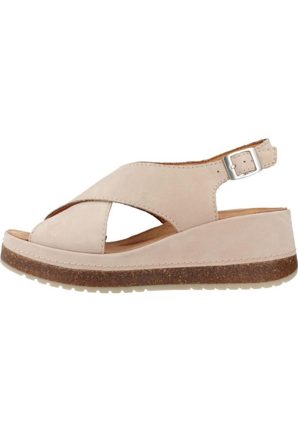 Sandały Clarks Model Kassanda Step Kolor Beżowy. Kolor: beżowy. Materiał: skóra. Sezon: lato