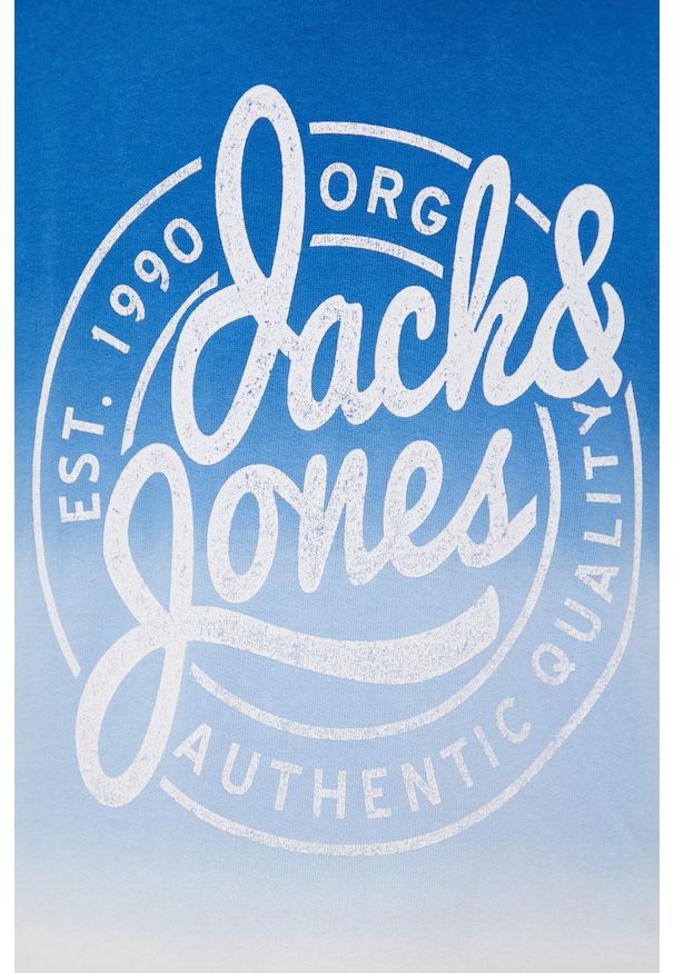 Jack & Jones bluza bawełniana męska z nadrukiem. Okazja: na co dzień. Kolor: niebieski. Materiał: bawełna. Wzór: nadruk. Styl: casual