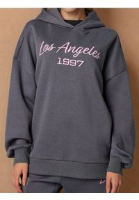 Sinsay - Bluza hoodie w stylu akademickim - szary. Kolor: szary