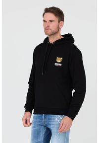 MOSCHINO Czarna męska bluza z kapturem, Rozmiar S. Typ kołnierza: kaptur. Kolor: czarny