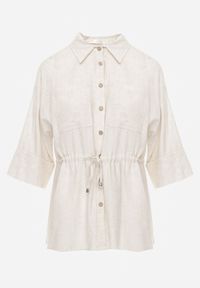 Renee - Biała Koszula z Lnem Bawełną i Szerokimi Rękawami Moontwist. Okazja: na co dzień. Kolor: biały. Materiał: bawełna, len. Styl: casual #6