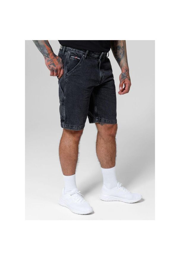 PITBULL - Szorty męskie Pitbull Jeansowe Black Denim Carpenter. Kolor: czarny. Materiał: denim, jeans. Długość: krótkie. Sezon: lato