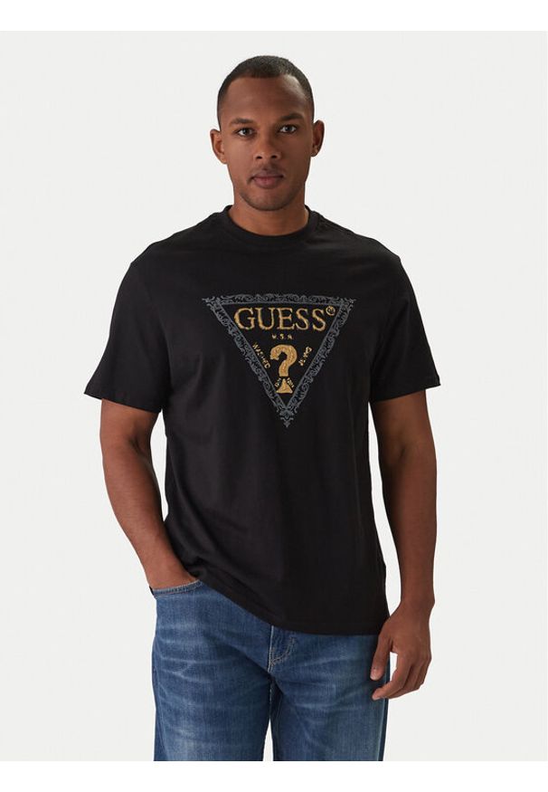 Guess T-Shirt M6RI15 I3Z14 Czarny Regular Fit. Kolor: czarny. Materiał: bawełna