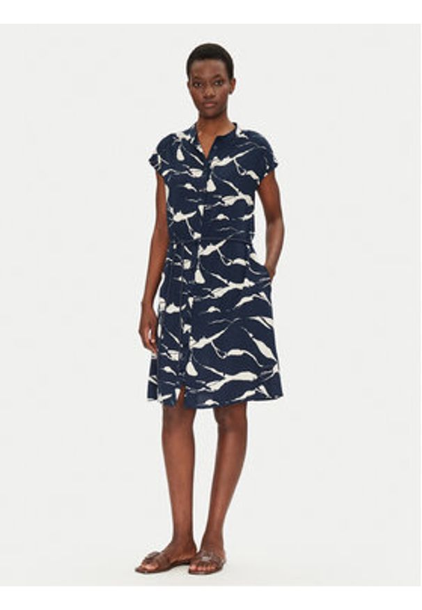 Fransa Sukienka codzienna 20615541 Granatowy Regular Fit. Okazja: na co dzień. Kolor: niebieski. Materiał: wiskoza. Typ sukienki: proste. Styl: casual