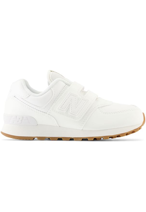 Buty dziecięce New Balance PV574NWW – białe. Okazja: na uczelnię, na co dzień. Zapięcie: rzepy. Kolor: biały. Materiał: materiał, syntetyk, guma. Szerokość cholewki: normalna. Model: New Balance 574. Sport: turystyka piesza