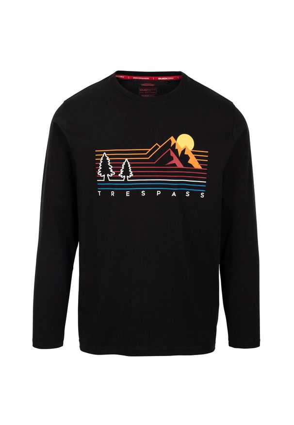 TRESPASS - Męska Koszulka Z Długim Rękawem Macley. Kolor: czarny. Długość rękawa: długi rękaw. Długość: długie. Sport: turystyka piesza