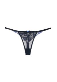 Intica - Stringi koronkowe biodrówki elegancka bielizna z delikatną koronką Paolina. Kolor: niebieski. Materiał: koronka. Długość: długie. Wzór: koronka