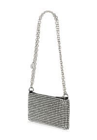 Ochnik - Mała srebrna torebka z dżetami. Kolor: srebrny. Materiał: skórzane. Rodzaj torebki: na ramię #5