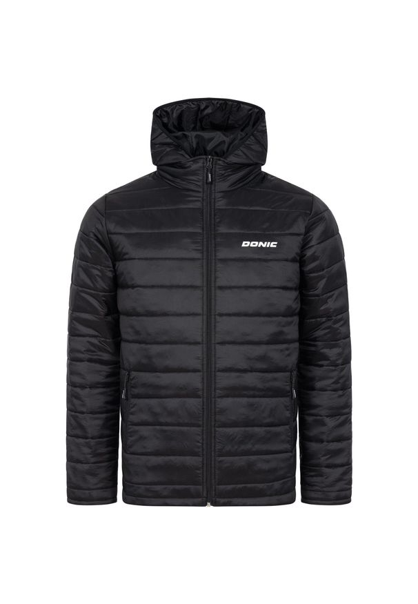 DONIC - Kurtka z kapturem Donic Aspen. Typ kołnierza: kaptur. Kolor: czarny. Materiał: puch