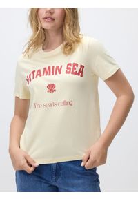 Reserved - T-shirt z nadrukiem - kremowy. Kolor: kremowy. Materiał: bawełna. Wzór: nadruk