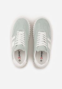 Born2be - Zielone Sneakersy na Grubej Podeszwie z Tłoczeniem i Ozdobnymi Paskami Ralis. Okazja: na co dzień. Zapięcie: pasek. Kolor: zielony. Materiał: jeans, dresówka #9