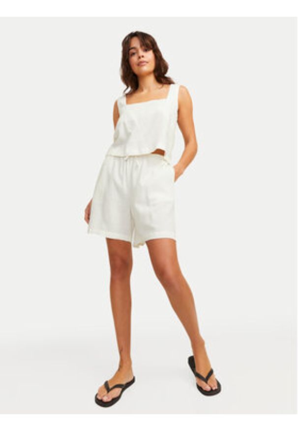 JJXX Szorty materiałowe Breeze 12269727 Biały Relaxed Fit. Kolor: biały. Materiał: len, wiskoza