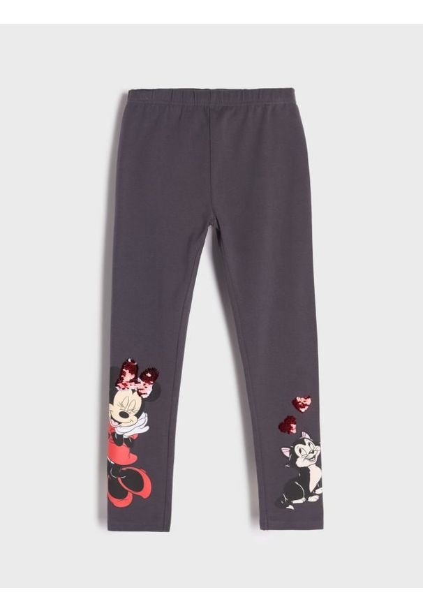 Sinsay - Legginsy Minnie Mouse - szary. Kolor: szary. Wzór: motyw z bajki