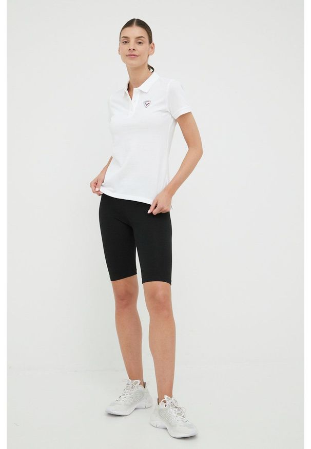 Rossignol t-shirt bawełniany kolor biały. Kolor: biały. Materiał: bawełna. Długość rękawa: krótki rękaw. Długość: krótkie. Wzór: aplikacja