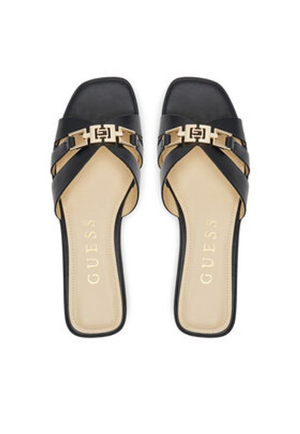 Guess Klapki FLJRLL LEA19 Czarny. Kolor: czarny. Materiał: skóra