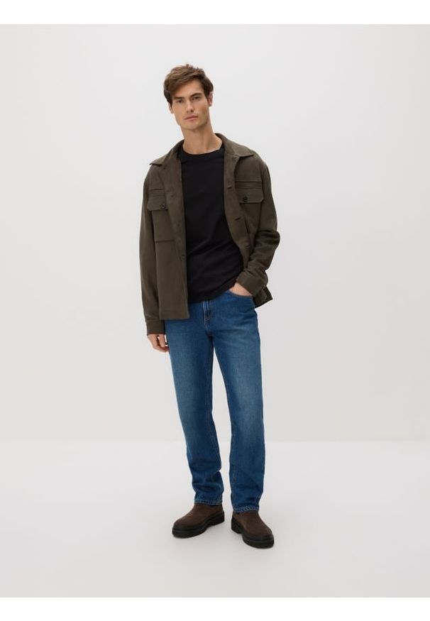 Reserved - Longsleeve regular z przeszyciami - ciemnoszary. Kolor: szary. Materiał: bawełna. Długość rękawa: długi rękaw