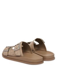 Calvin Klein Klapki City Sandal Buckle Suede HW0HW03130 Beżowy. Kolor: beżowy. Materiał: zamsz, skóra #4
