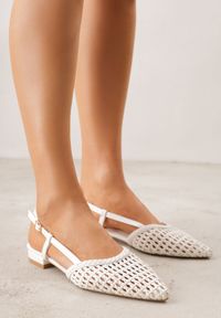Born2be - Białe Sandały Ozdobione Plecionką Melorah. Okazja: na co dzień. Zapięcie: sprzączka. Kolor: biały. Materiał: jeans. Wzór: aplikacja. Styl: casual, elegancki #4