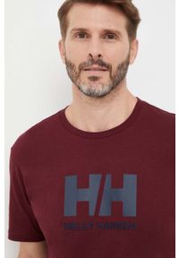 Helly Hansen t-shirt HH LOGO T-SHIRT męski kolor bordowy z aplikacją 33979. Okazja: na co dzień. Kolor: czerwony. Materiał: dzianina. Wzór: aplikacja. Styl: casual #2