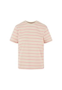 Damska koszulka w paski o pudełkowym kroju Urban Classics. Kolor: różowy, wielokolorowy, biały. Materiał: bawełna. Wzór: paski #1