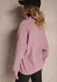 Renee - Fioletowa Bluza z Zapięciem na Suwak Kieszeniami i Stójką Esandria. Okazja: na co dzień. Typ kołnierza: kołnierzyk stójkowy. Kolor: fioletowy. Materiał: jeans. Styl: casual, klasyczny #2