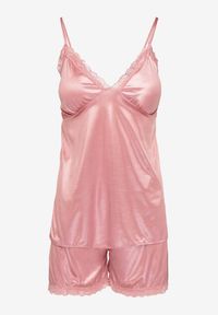 Born2be - Różowy Satynowy Komplet Piżamowy Top na Ramiączkach i Szorty Miladia. Kolekcja: plus size. Kolor: różowy. Materiał: satyna #6