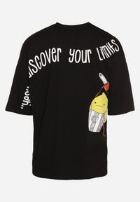 Born2be - Czarna Bawełniana Koszulka T-shirt z Krótkim Rękawem z Nadrukiem na Plecach i Przodzie Civia. Okazja: na spotkanie biznesowe, do pracy, na co dzień. Kolor: czarny. Materiał: bawełna. Długość rękawa: krótki rękaw. Długość: krótkie. Wzór: nadruk. Styl: klasyczny, biznesowy, casual #3