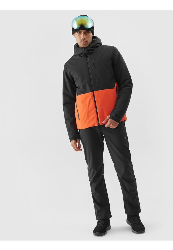 4f - Spodnie narciarskie membrana 10000 męskie - czarne. Stan: podwyższony. Kolor: czarny. Materiał: materiał, tkanina, softshell. Sezon: zima. Sport: narciarstwo