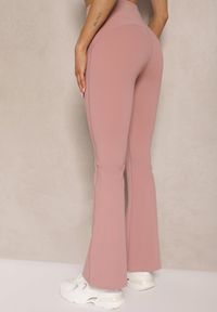 Renee - Różowe Legginsy Dzwony High Waist Korivienne. Okazja: na co dzień. Stan: podwyższony. Kolor: różowy. Styl: elegancki, casual