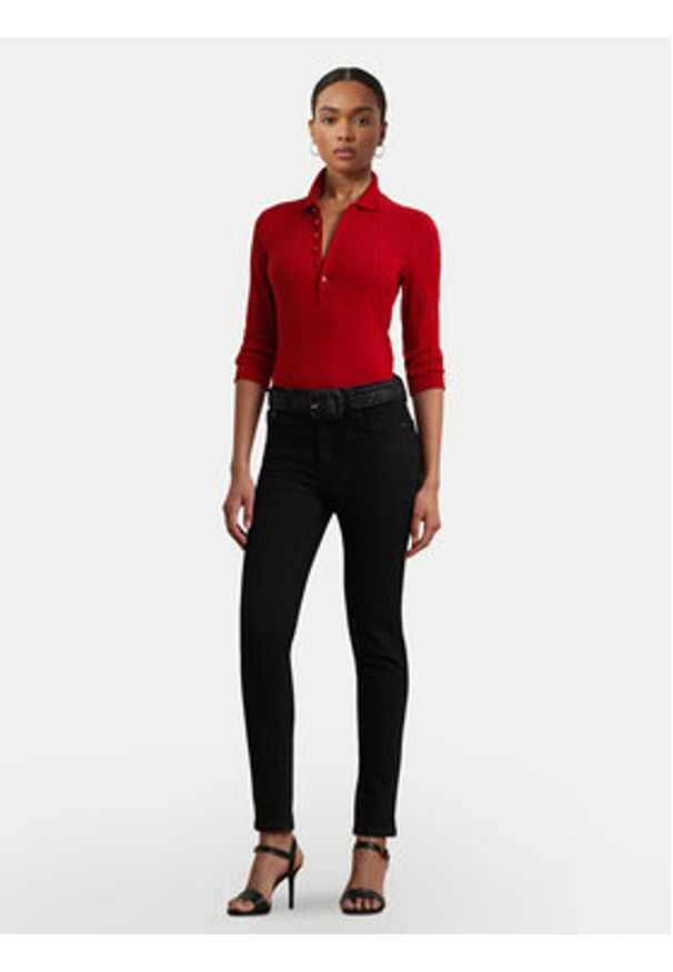 Lauren Ralph Lauren - LAUREN RALPH LAUREN Sweter 200971091003 Czerwony Slim Fit. Kolor: czerwony. Materiał: wiskoza