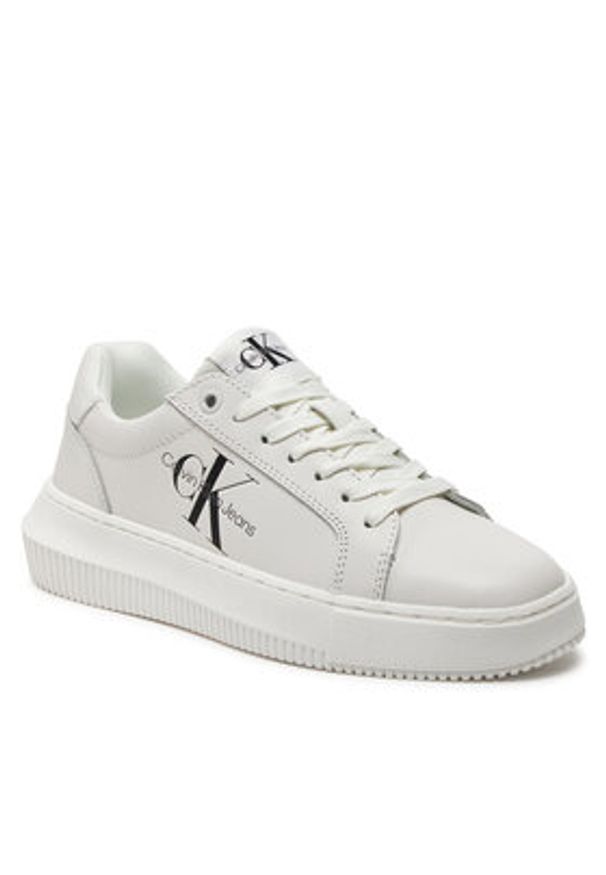 Calvin Klein Jeans Sneakersy Chunky Cupsole Laceup Mon Lth Wn YW0YW00823 Biały. Kolor: biały. Materiał: skóra