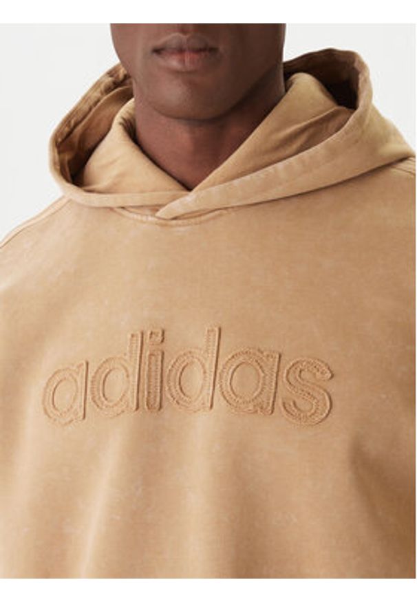 Adidas - adidas Bluza JY2791 Beżowy Loose Fit. Kolor: beżowy. Materiał: bawełna