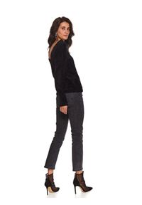 TOP SECRET - Sweter damski z okrągłym dekoltem. Kolor: czarny. Materiał: tkanina. Długość: długie. Wzór: aplikacja. Sezon: zima #5