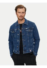Guess Jeans Kurtka jeansowa M4YN33 D5DM3 Granatowy Regular Fit. Kolor: niebieski. Materiał: bawełna