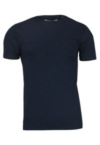 Granatowy T-Shirt (Koszulka) z Kieszonką, Bez Nadruku - Brave Soul- Męski, 100% Bawełna. Okazja: na co dzień. Kolor: niebieski. Materiał: bawełna. Sezon: wiosna, lato. Styl: casual