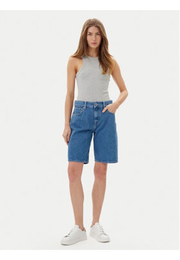 Pepe Jeans Szorty jeansowe PL801189 Niebieski Regular Fit. Kolor: niebieski. Materiał: bawełna