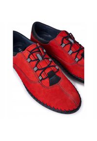 Bednarek Polish Shoes Męskie Skórzane Półbuty Bednarek Czerwone. Kolor: czerwony. Materiał: skóra. Szerokość cholewki: normalna #7