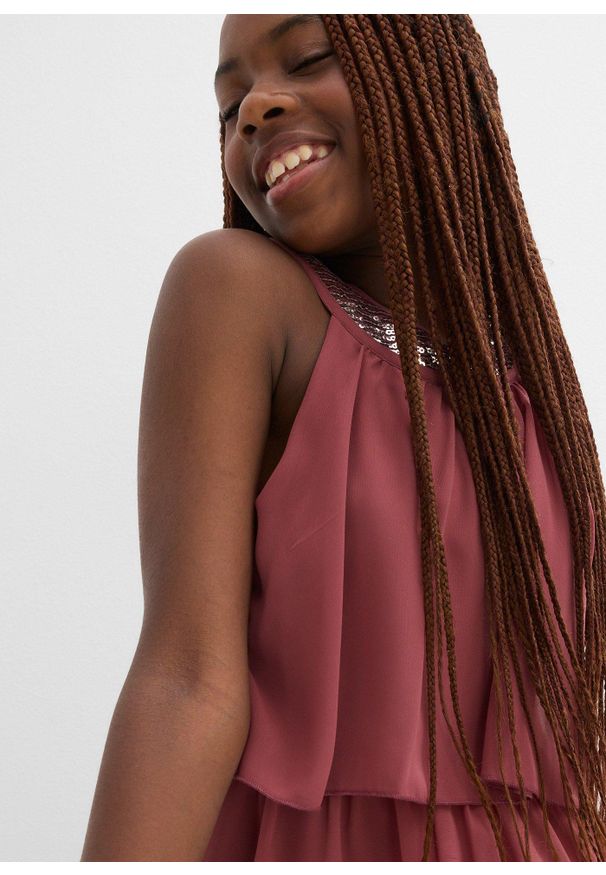 bonprix - Sukienka szyfonowa. Kolor: fioletowy. Materiał: szyfon