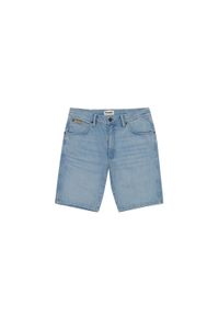 Wrangler - WRANGLER MESKIE SZORTY TEXAS SHORTS WHISPER BLUE 112350870 W11C017967. Okazja: na co dzień. Materiał: jeans, denim, elastan, len, bawełna, materiał. Długość: krótkie. Sezon: lato. Styl: wakacyjny, klasyczny, elegancki, casual