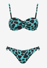 Born2be - Zielone Bikini 3-częściowe Biustonosz i Dwie Pary Fig Milarella. Kolor: zielony. Wzór: aplikacja, gładki #3