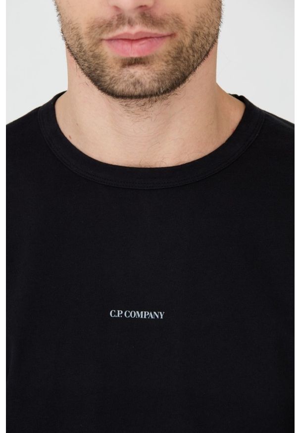 C.P. Company - C.P. COMPANY Czarny męski bawełniany longsleeve, Rozmiar M. Kolor: czarny. Materiał: bawełna. Długość rękawa: długi rękaw