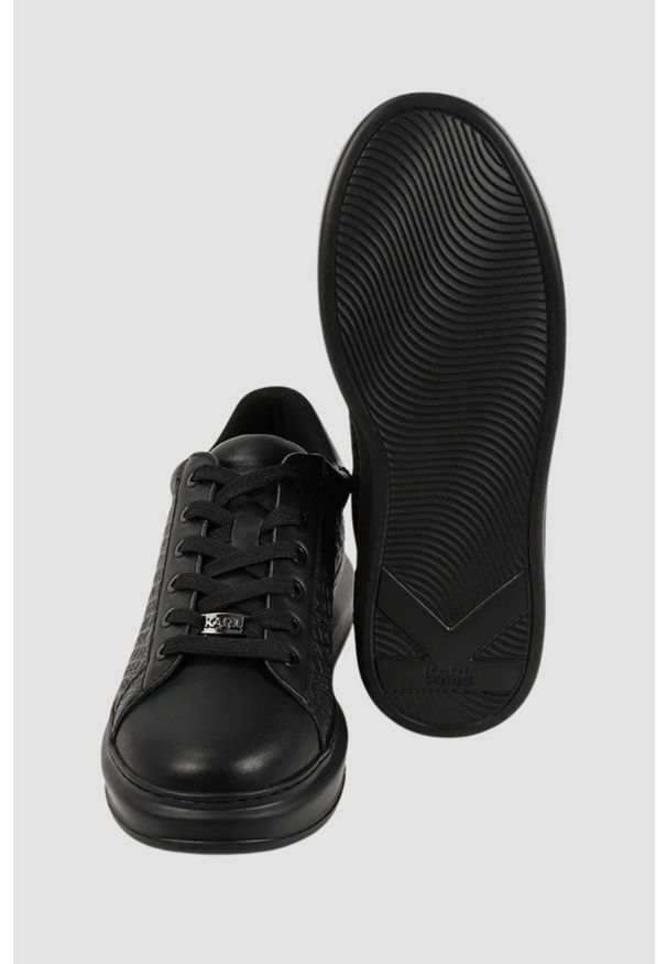 Karl Lagerfeld - KARL LAGERFELD Czarne sneakersy męskie z monogramem KAPRI Emboss, Rozmiar 42. Okazja: na co dzień. Kolor: czarny. Materiał: skóra. Szerokość cholewki: normalna